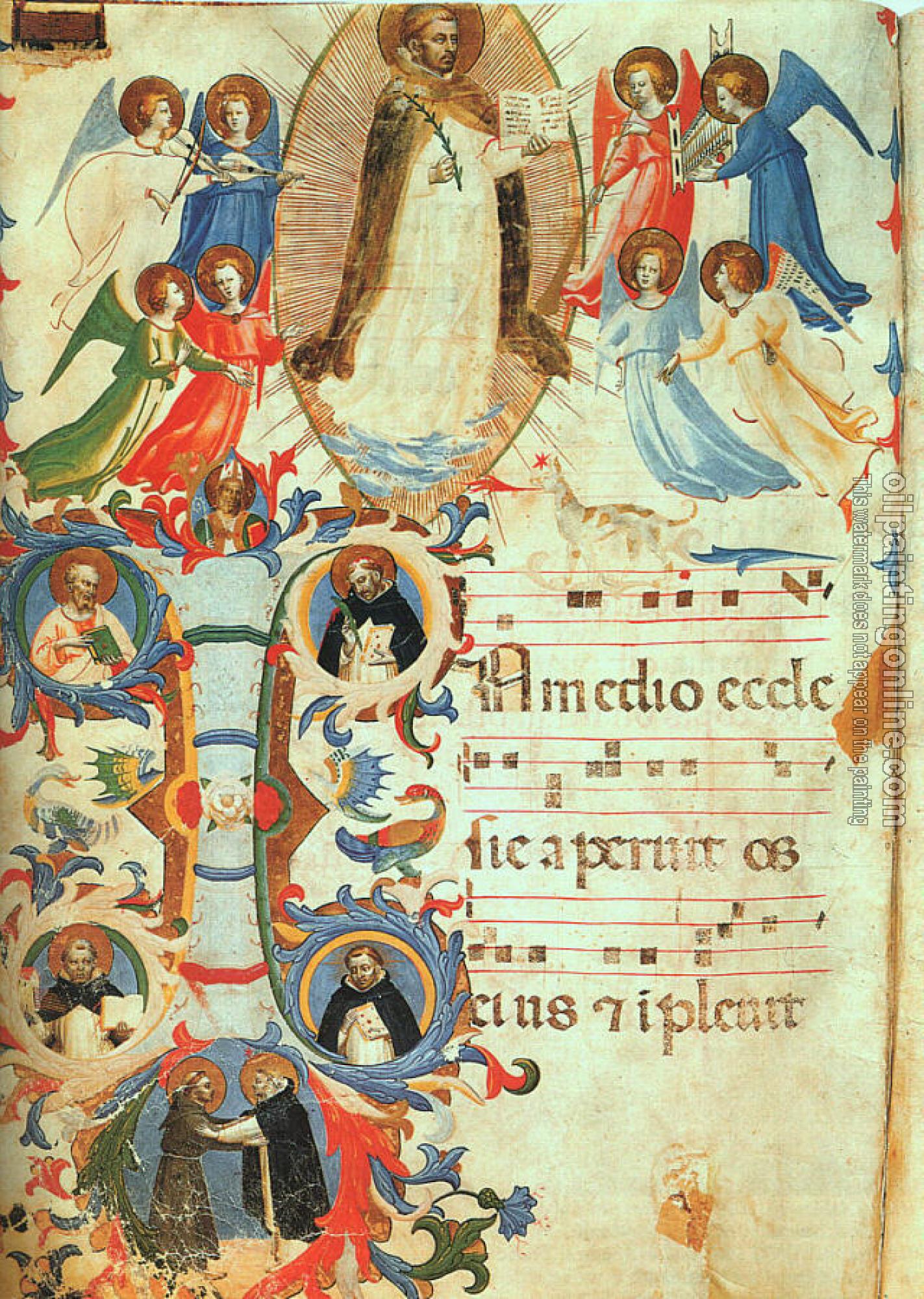 Angelico, Fra - Glorification of Saint Dominic, 67v, Missal no. 558, Illuminated Manuscript